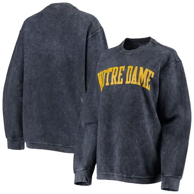 Sweat-shirt Pressbox pour femme Bleu marine Notre Dame Fighting Irish Comfy Cord Vintage Wash Basic Arch Pullover