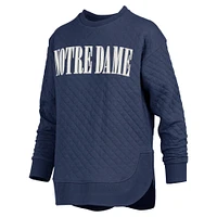 Women's Pressbox Navy Notre Dame Fighting Irish Quilted Long Sleeve Pullover Sweatshirt