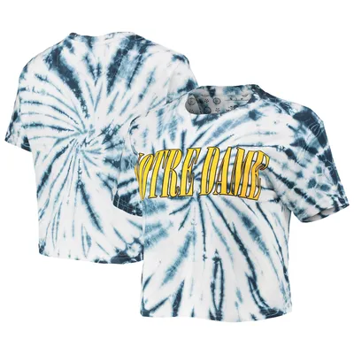 Notre Dame Fighting Irish Pressbox Women's Showtime Tie-Dye Crop T-Shirt - Navy