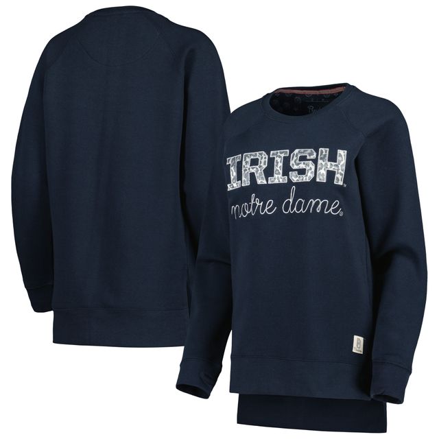 Sweat-shirt raglan Pressbox bleu marine Notre Dame Fighting Irish Steamboat imprimé animal pour femme