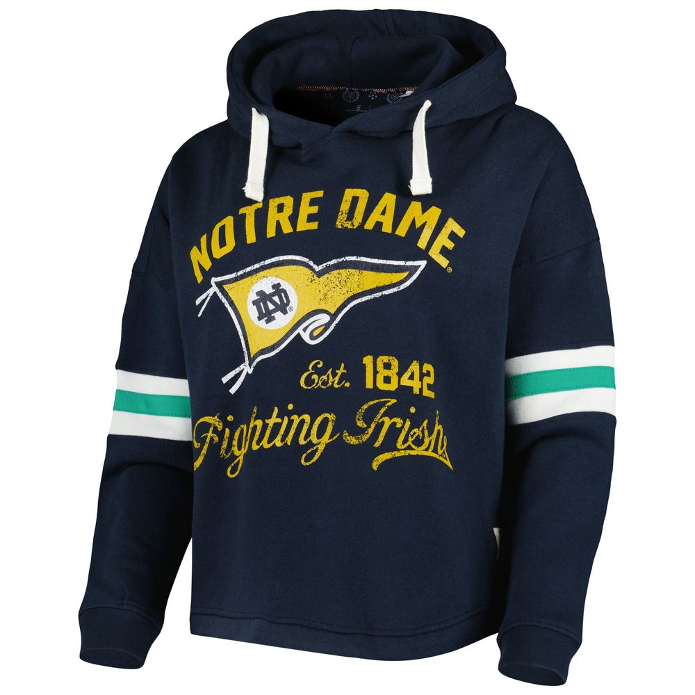 Women's Pressbox Navy Notre Dame Fighting Irish Super Pennant Pullover Hoodie