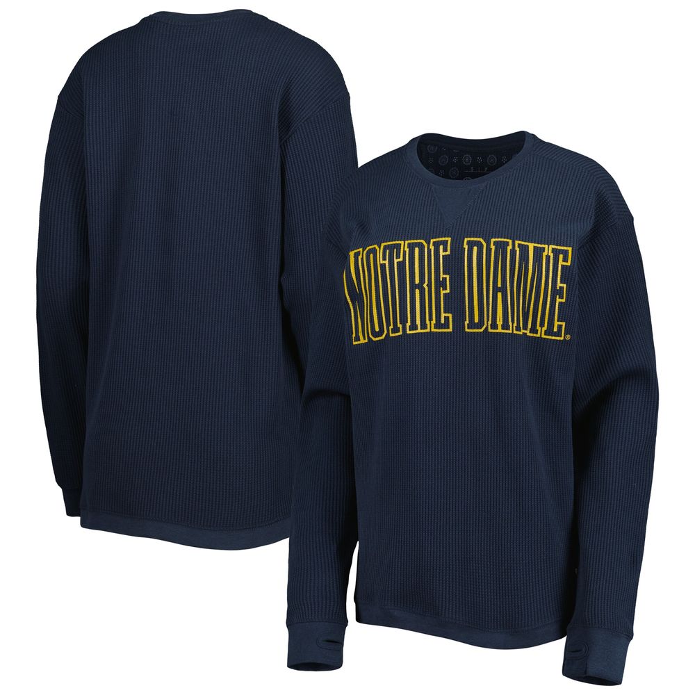 Women's Pressbox Navy Notre Dame Fighting Irish Surf Plus Southlawn Waffle-Knit Thermal Tri-Blend Long Sleeve T-Shirt