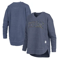 Sweat-shirt à col en V et poncho Westin pour femme Pressbox Navy Notre Dame Fighting Irish