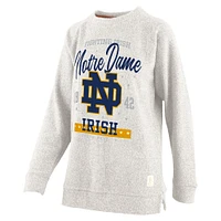 Women's Pressbox Oatmeal Notre Dame Fighting Irish Plus Comfy Cairo Terry Pullover Sweatshirt