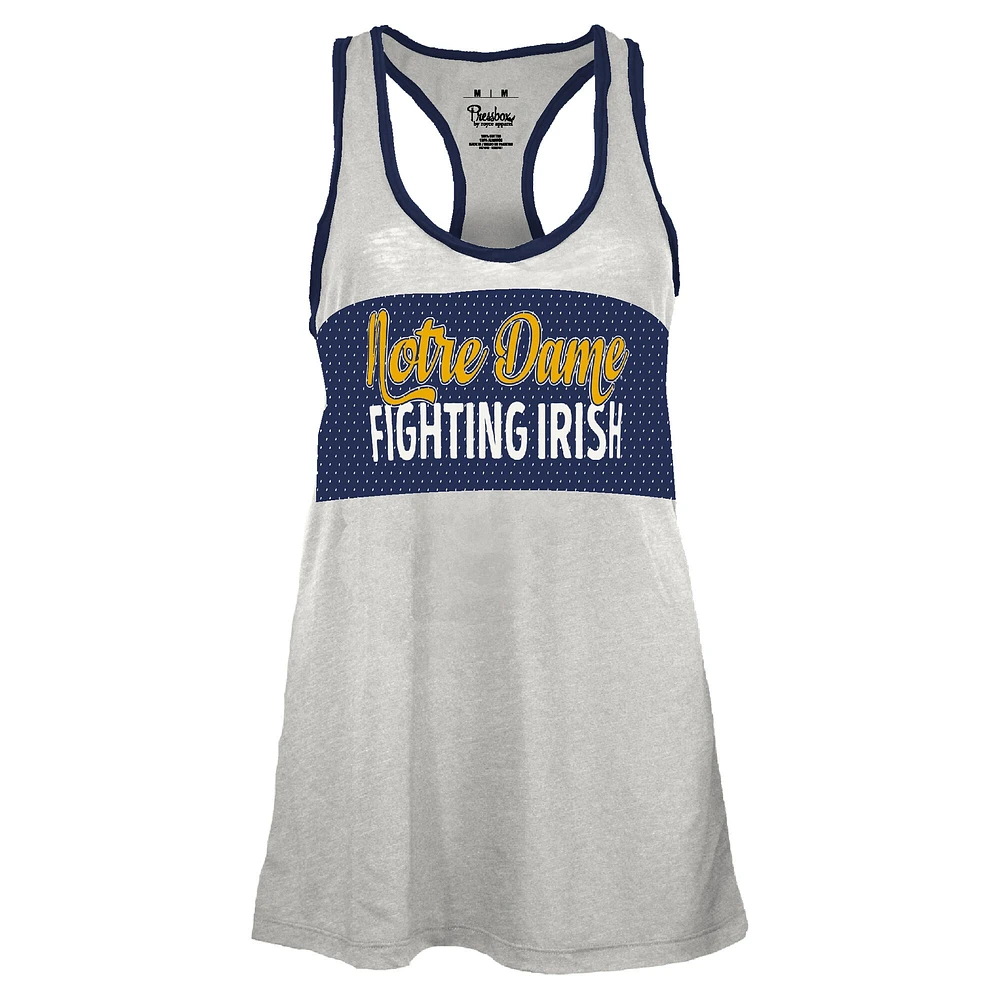 Débardeur dos nageur Tracy Pressbox blanc/bleu marine pour femme de Notre Dame Fighting Irish