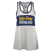 Débardeur dos nageur Tracy Pressbox blanc/bleu marine pour femme de Notre Dame Fighting Irish