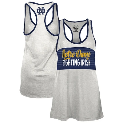 Débardeur dos nageur Tracy Pressbox blanc/bleu marine pour femme de Notre Dame Fighting Irish