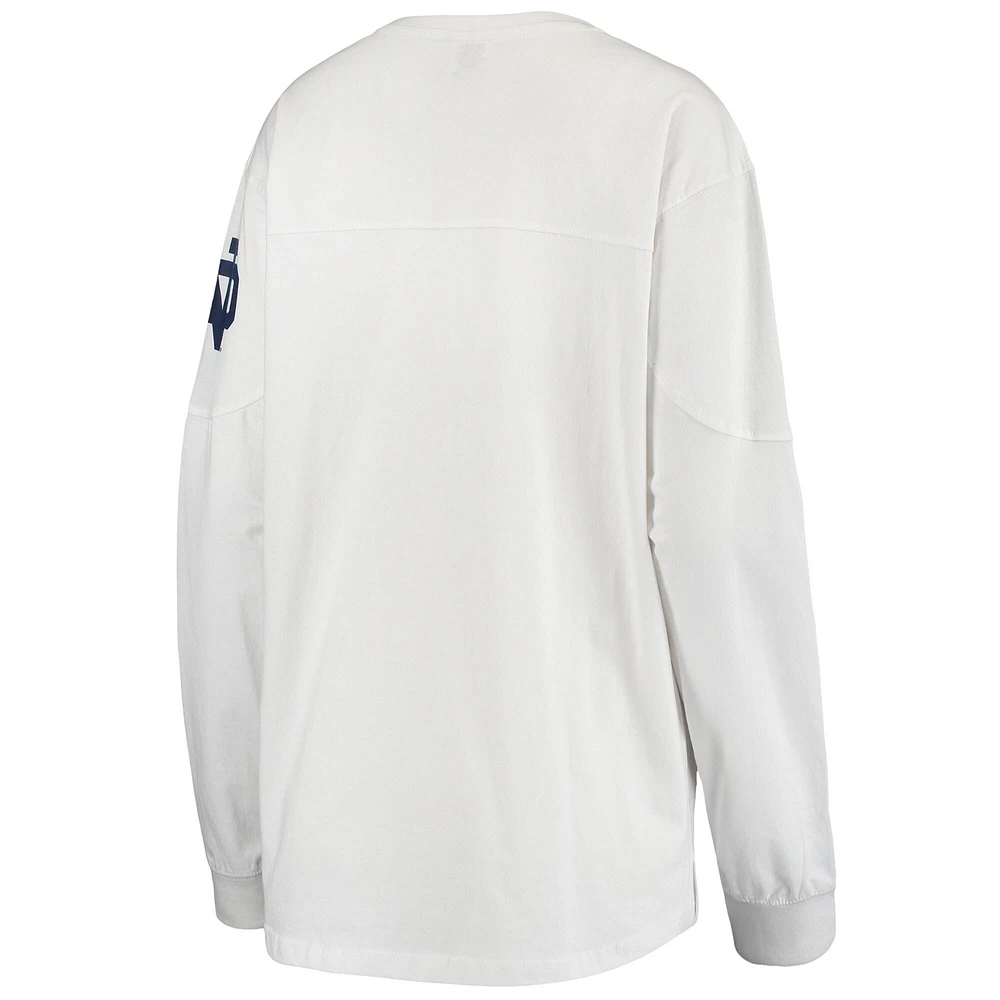 Women's Pressbox White Notre Dame Fighting Irish Edith Long Sleeve T-Shirt