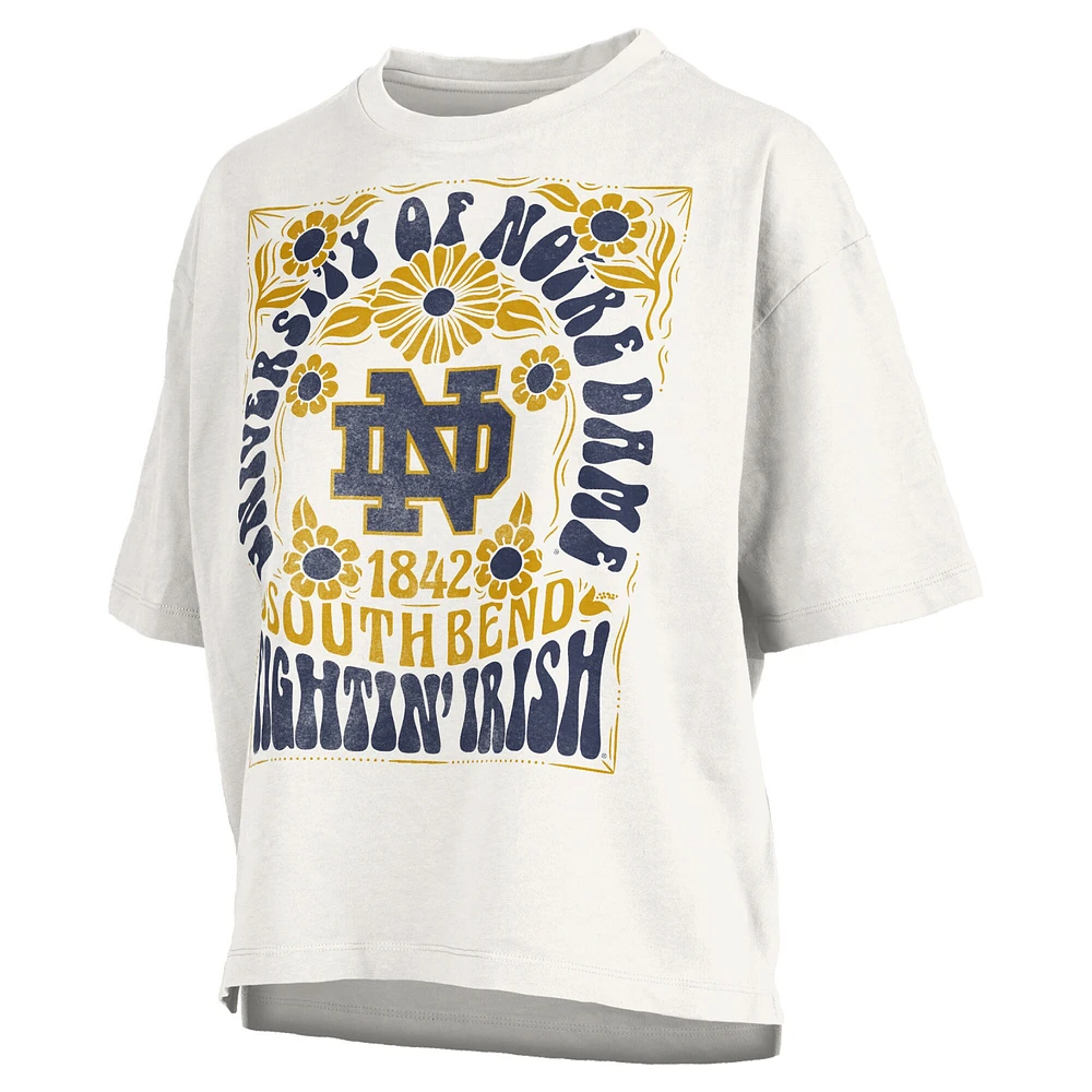 Women's Pressbox White Notre Dame Fighting Irish Harmony Oversized T-Shirt