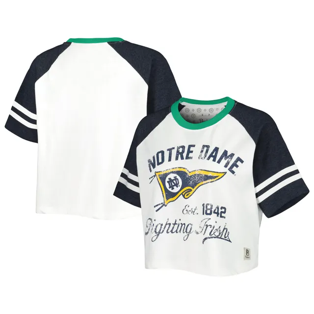 Men's Under Armour Navy/Green Notre Dame Fighting Irish Game Day Sleeve  Stripe Raglan Long Sleeve T-Shirt