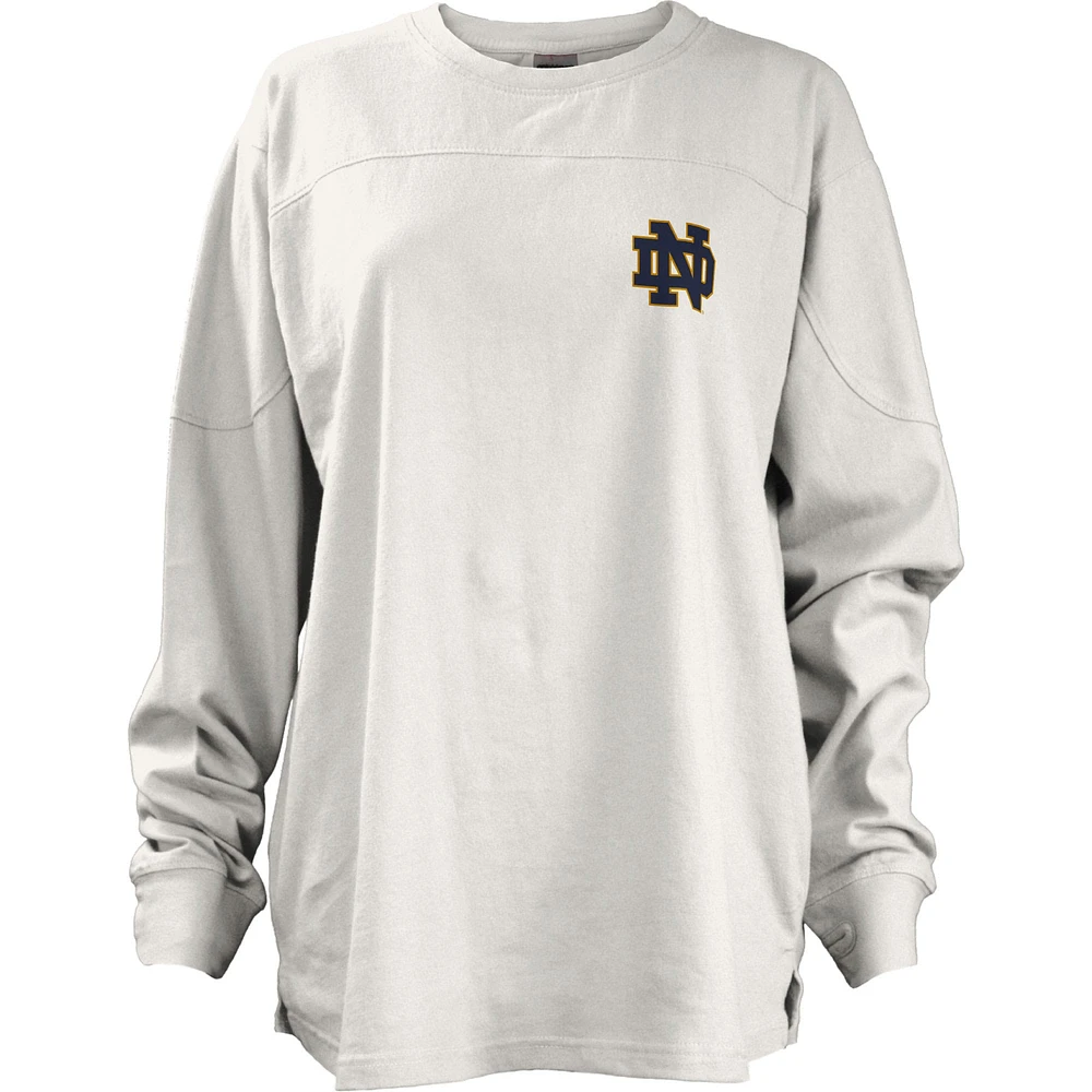 Women's Pressbox White Notre Dame Fighting Irish Pennant Stack Oversized Long Sleeve T-Shirt