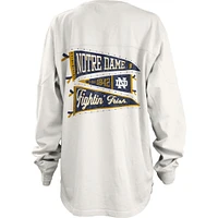 Women's Pressbox White Notre Dame Fighting Irish Pennant Stack Oversized Long Sleeve T-Shirt