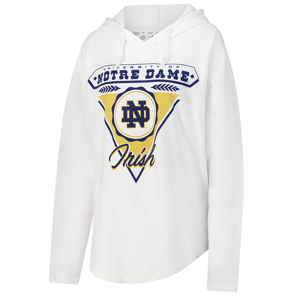 Pressbox Blanc Notre Dame Fighting Irish San Bruno Sweat à capuche T-shirt manches longues pour femme