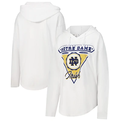 Pressbox Blanc Notre Dame Fighting Irish San Bruno Sweat à capuche T-shirt manches longues pour femme