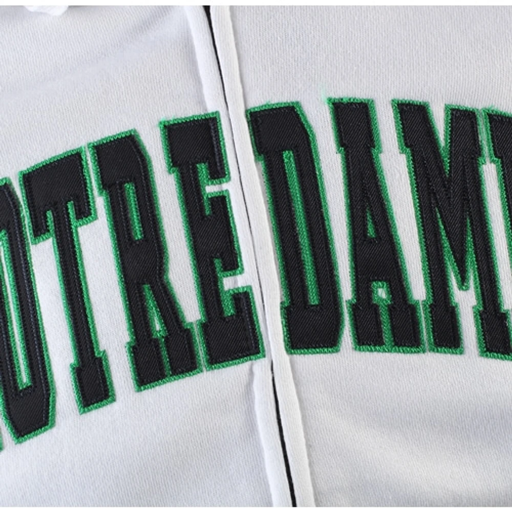 Women's Stadium Athletic White Notre Dame Fighting Irish Arched Name Full-Zip Hoodie