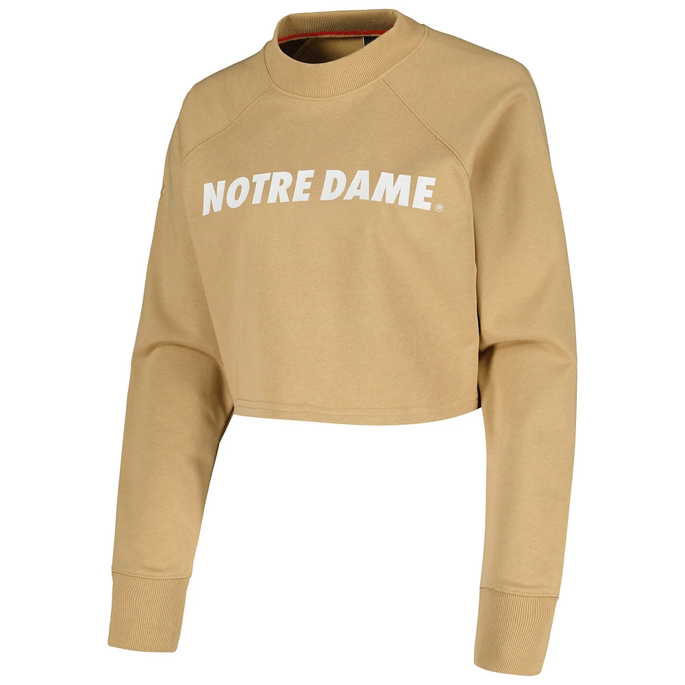 Women's Tan Notre Dame Fighting Irish Raglan Cropped Sweatshirt & Sweatpants Set