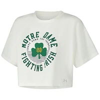 Women's Under Armour Cream Notre Dame Fighting Irish Iconic Heavyweight Soft Boxy Cropped T-Shirt