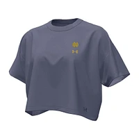 Women's Under Armour Gray Notre Dame Fighting Irish 2024 Shamrock Series Gameday Boxy Crop T-Shirt