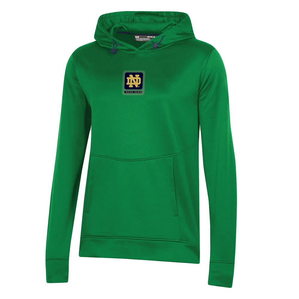 Sweat à capuche vert Under Armour Notre Dame Fighting Irish 2023 Sideline Performance pour femme