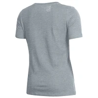 Women's Under Armour Heathered Gray Notre Dame Fighting Irish Logo Performance V-Neck T-Shirt
