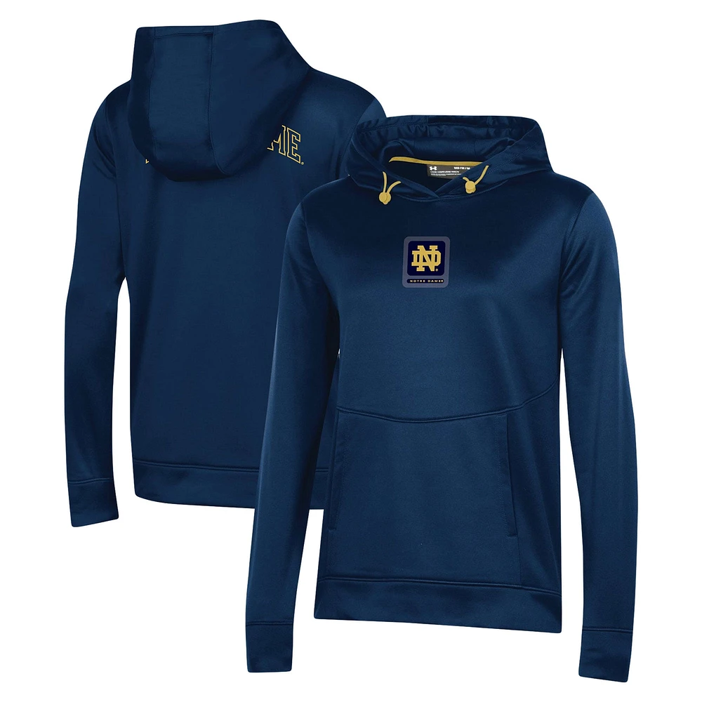 Women's Under Armour Navy Notre Dame Fighting Irish 2023 Sideline Performance Pullover Hoodie