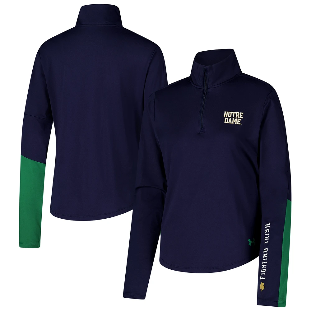 Veste zippée quart de tour Gameday Knockout Sleeve Hit Notre Dame Fighting Irish pour femme la marque Under Armour bleu marine