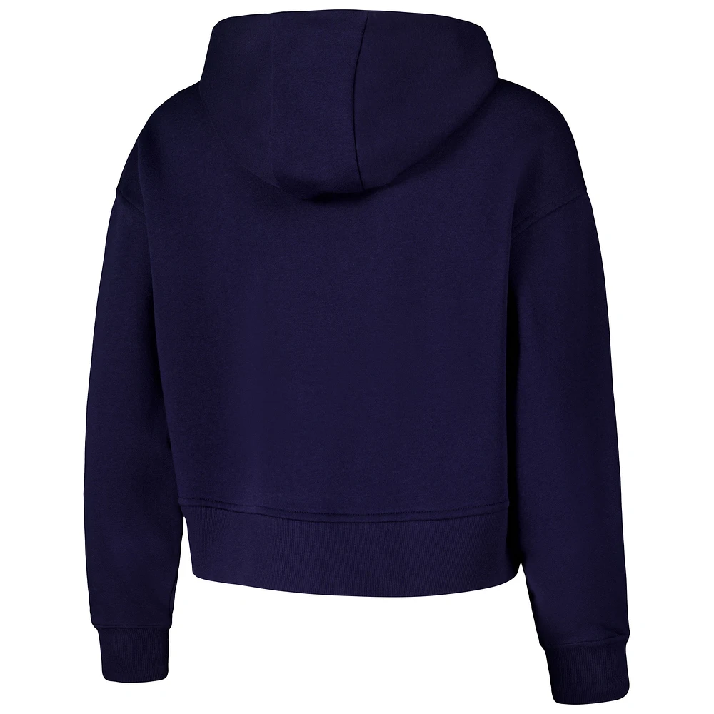 Under Armour Navy Notre Dame Fighting Irish Inline Modest Cropped Half-Zip Sweat à capuche pour femme