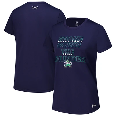 T-shirt Under Armour bleu marine Notre Dame Fighting Irish Performance pour femme