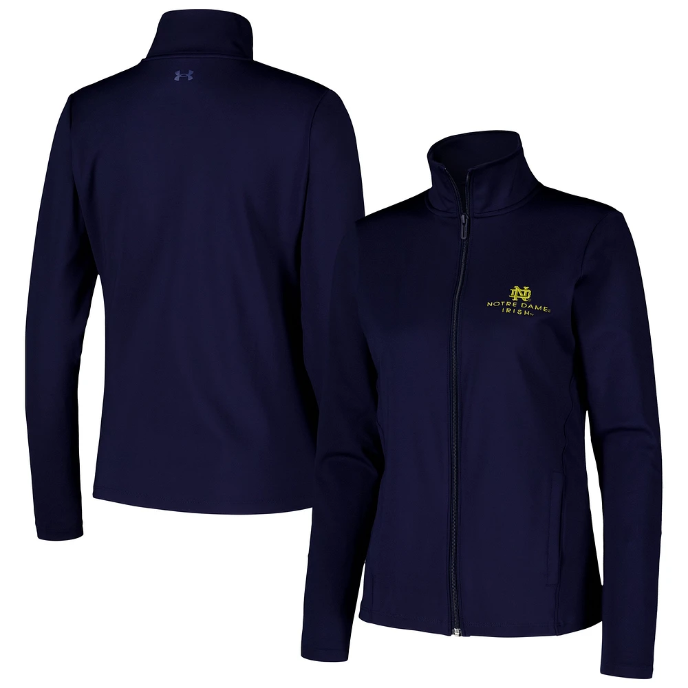 Under Armour Navy Notre Dame Fighting Irish Veste à fermeture éclair intégrale anti-transpiration pour femme