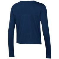 Women's Under Armour Navy Notre Dame Fighting Irish Vault Cropped Long Sleeve T-Shirt