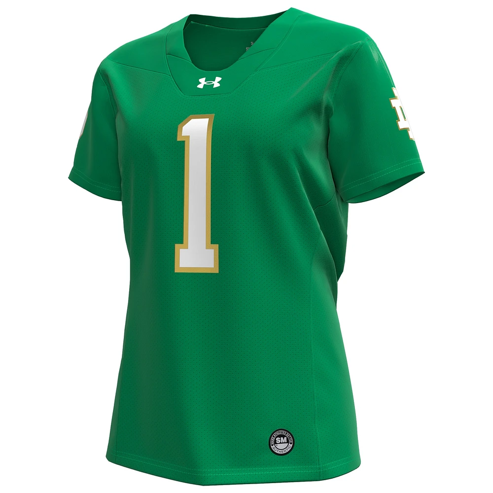 Women's Under Armour #1 Kelly Green Notre Dame Fighting Irish Replica Football Jersey