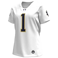 Women's Under Armour #1 White Notre Dame Fighting Irish Replica Football Jersey