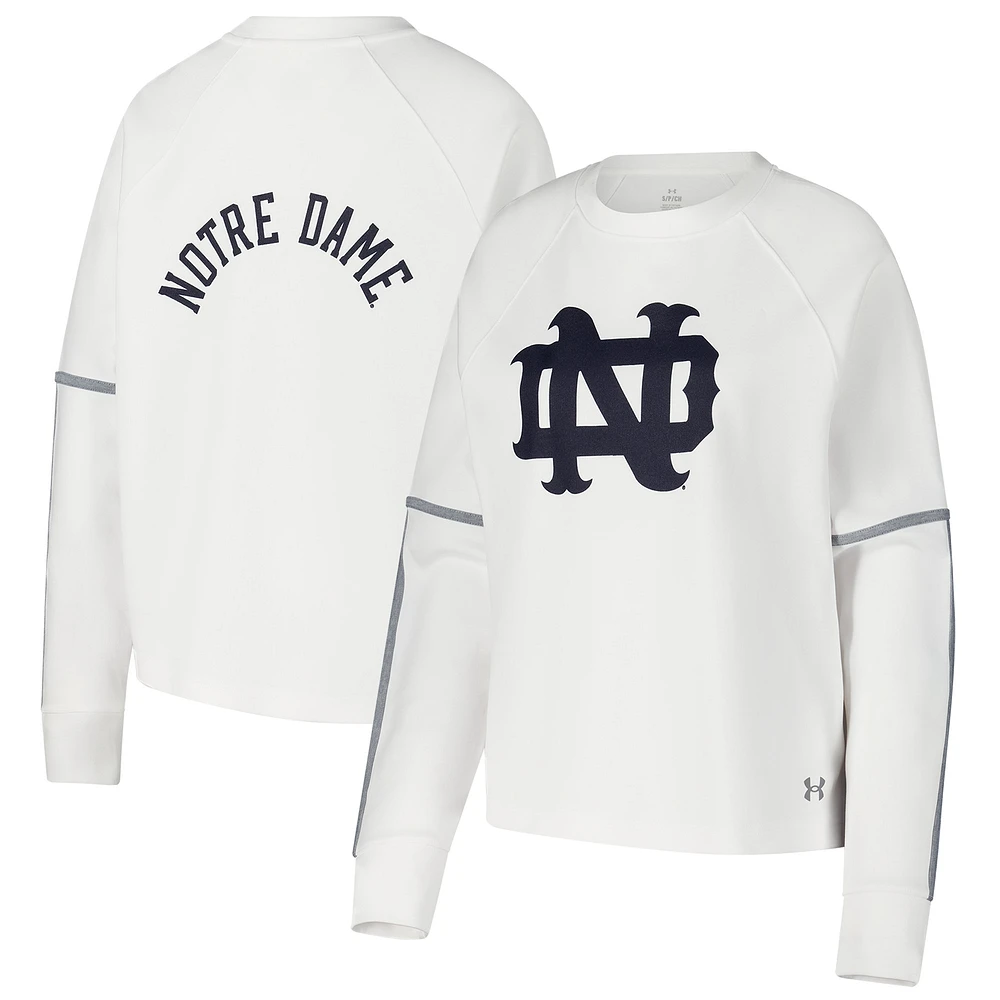 Women's Under Armour White Notre Dame Fighting Irish Gameday Double Knit Pullover Sweatshirt