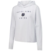 T-shirt à capuche manches longues et trois couches pour femme Under Armour Notre Dame Fighting Irish blanc