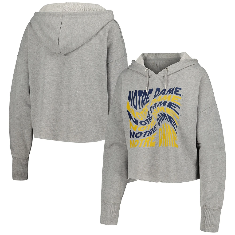 Women's ZooZatz Gray Notre Dame Fighting Irish Swirl Cropped Pullover Hoodie