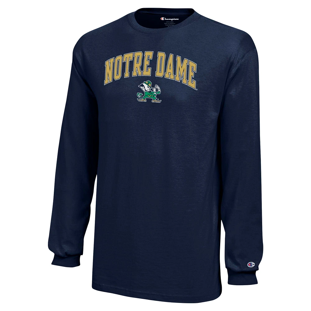 Youth Champion Navy Notre Dame Fighting Irish Arch Over Logo Long Sleeve T-Shirt