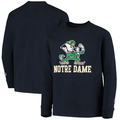 Men's Champion Navy Notre Dame Fighting Irish Athletics Logo Long Sleeve T-Shirt Size: Small