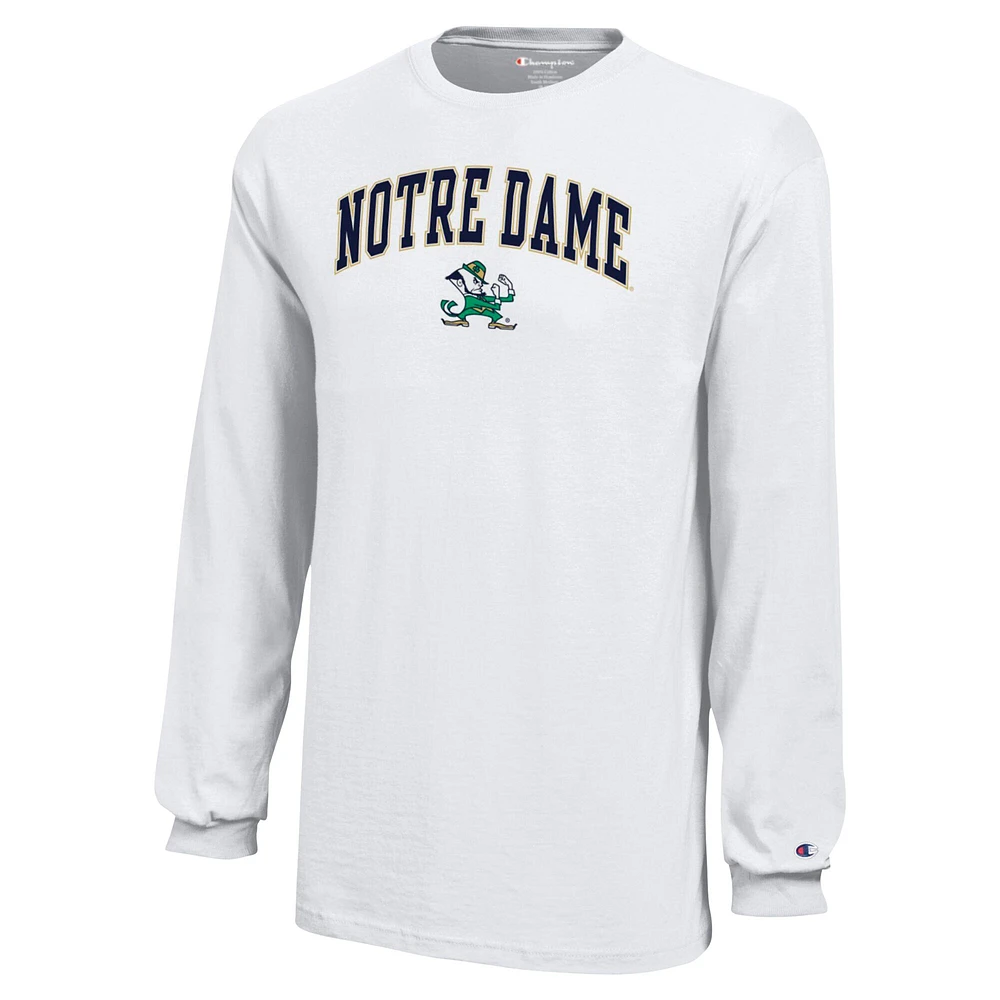 Youth Champion White Notre Dame Fighting Irish Arch Over Logo Long Sleeve T-Shirt