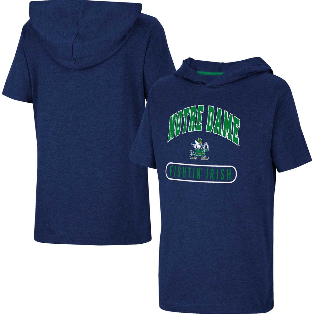 Youth Colosseum Heather Navy Notre Dame Fighting Irish Varsity Hooded T-Shirt