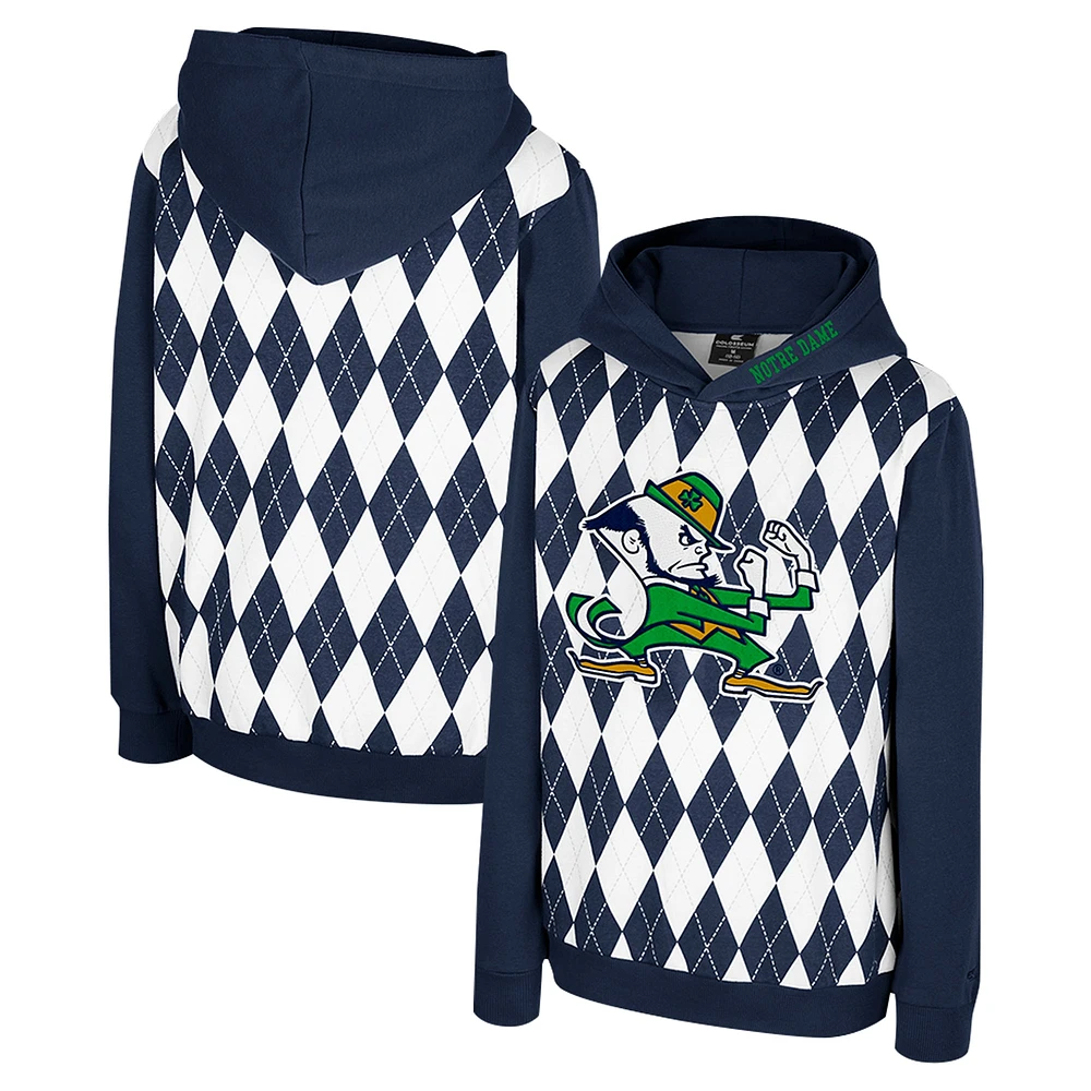 Sweat à capuche enfiler Dealio du Youth Colosseum Navy Notre Dame Fighting Irish Argyle