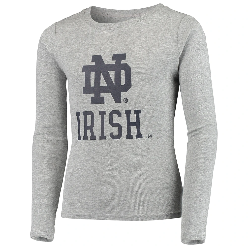 Ensemble de nuit gris chiné Notre Dame Fighting Irish T-shirt à manches longues et pantalon pour jeune