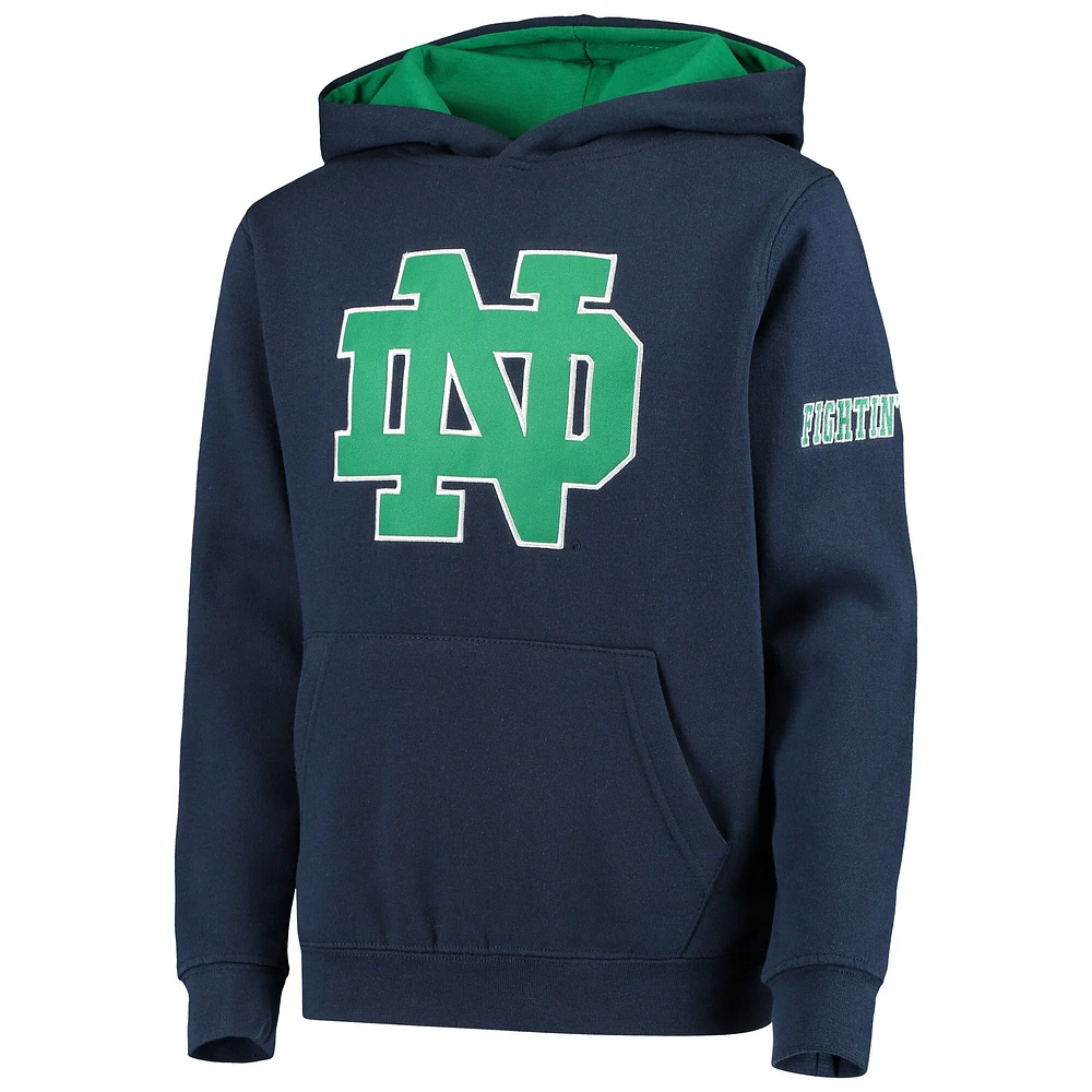 Youth Stadium Athletic Navy Notre Dame Fighting Irish Big Logo Sweat à capuche épais