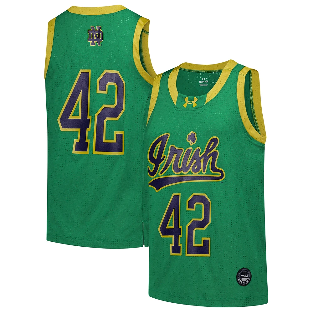 Maillot de basket-ball réplique vert Notre Dame Fighting Irish #42 pour jeunes Under Armour