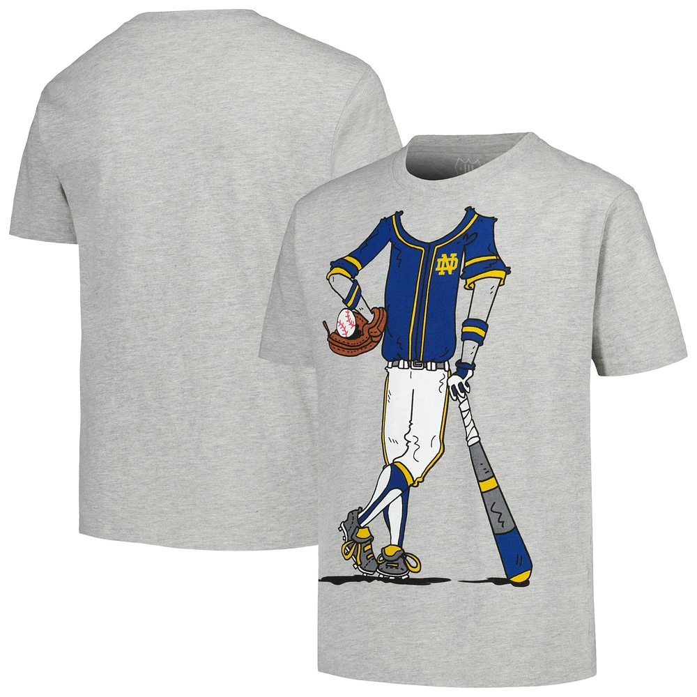 T-shirt pour jeunes Wes & Willy Grey Notre Dame Fighting Irish Baseball Player