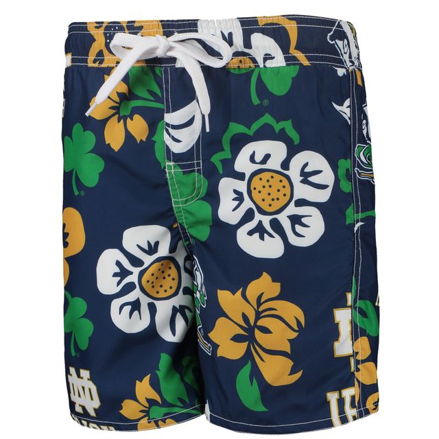 Wes & Willy Bleu marine Notre Dame Fighting Irish Floral Volley Swim Trunks