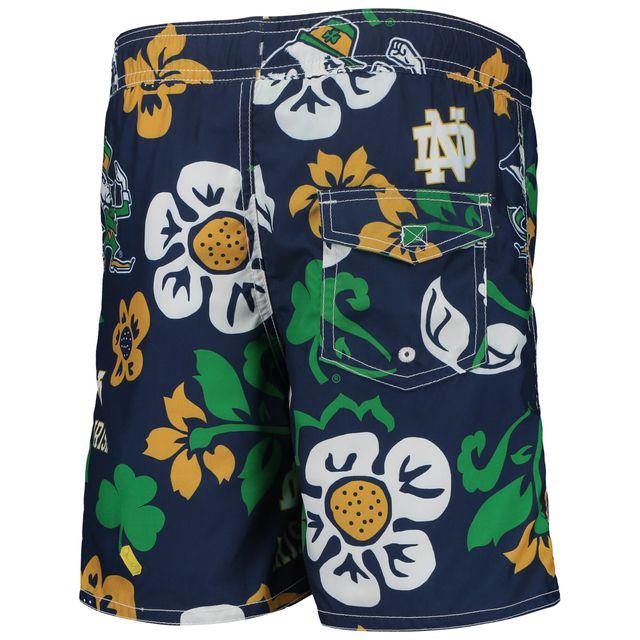 Wes & Willy Bleu marine Notre Dame Fighting Irish Floral Volley Swim Trunks