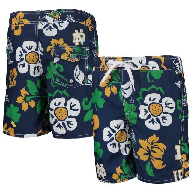 Wes & Willy Bleu marine Notre Dame Fighting Irish Floral Volley Swim Trunks