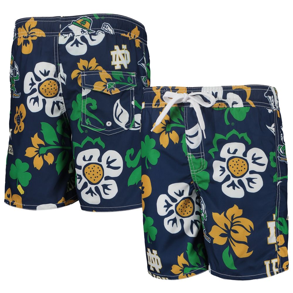 Youth Wes & Willy Navy Notre Dame Fighting Irish Floral Volley Swim Trunks