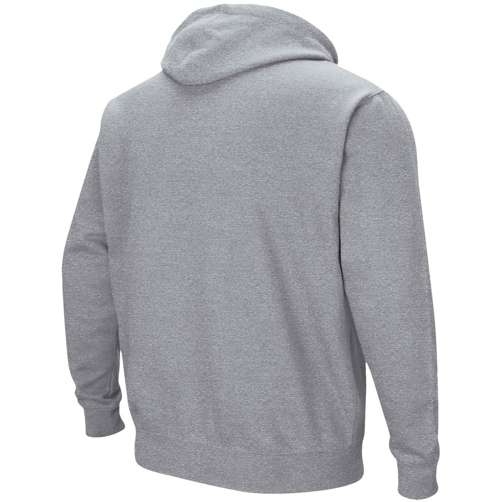 Men's Colosseum Heathered Gray NYU Violets Arch & Logo 3.0 Pullover Hoodie