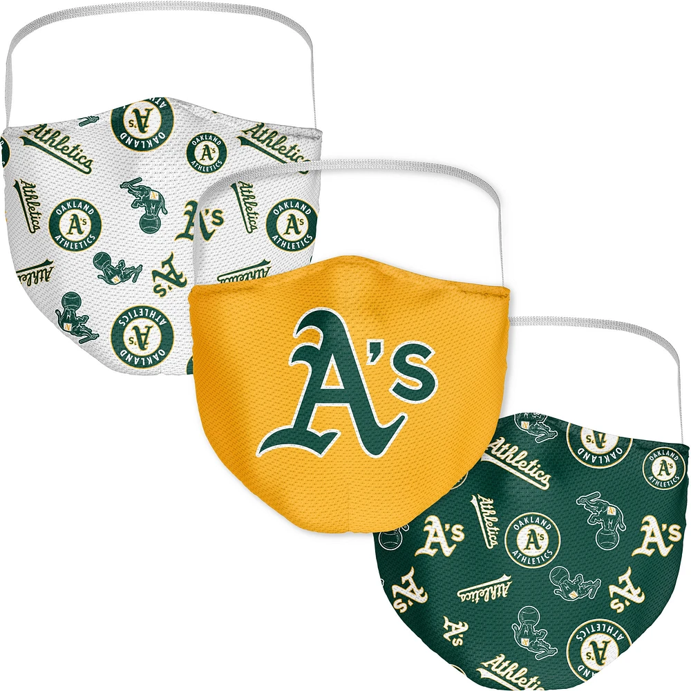 Adult Fanatics Oakland Athletics All Over Logo Face Covering 3-Pack